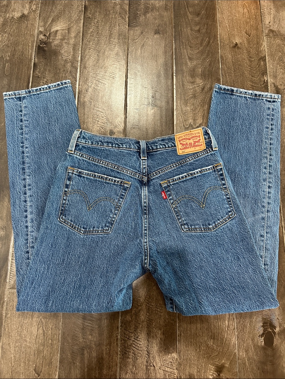 Levi's Straight-Leg Medium Blue Denim Jeans - Picture 2 of 5